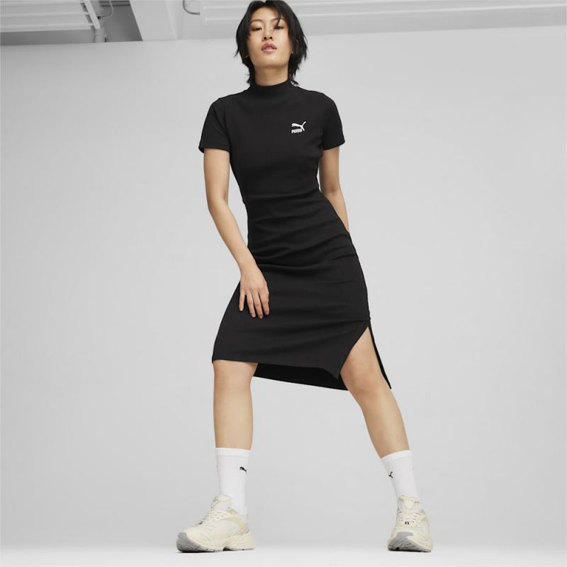 Puma | Women's CLASSICS Ribbed Dress - Black