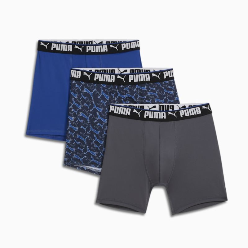 Puma | Men's Sportstyle Sketched Boxer Brief's (3 Pack) - BLUE