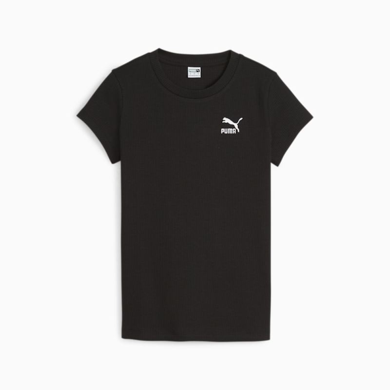 Puma | Women's CLASSICS Ribbed Slim Tee - Black