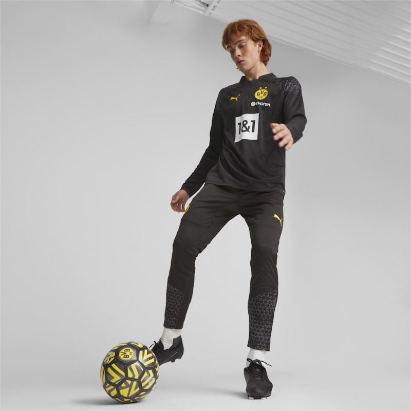 Puma | Men's Borussia Dortmund Soccer Training Pants - Black-Cyber Yellow