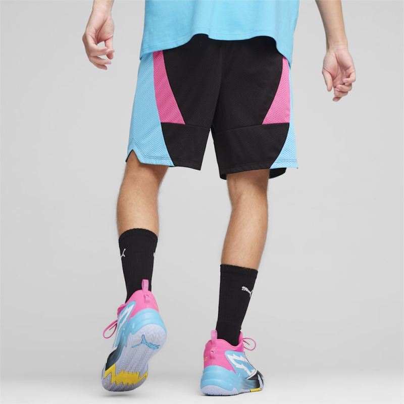 Puma | Men's Scoot x Northern Lights Shorts - Black-Bright Aqua-Glowing Pink