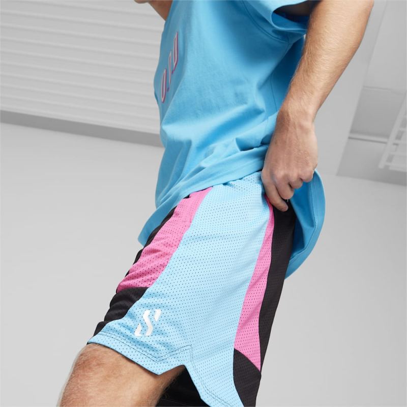 Puma | Men's Scoot x Northern Lights Shorts - Black-Bright Aqua-Glowing Pink