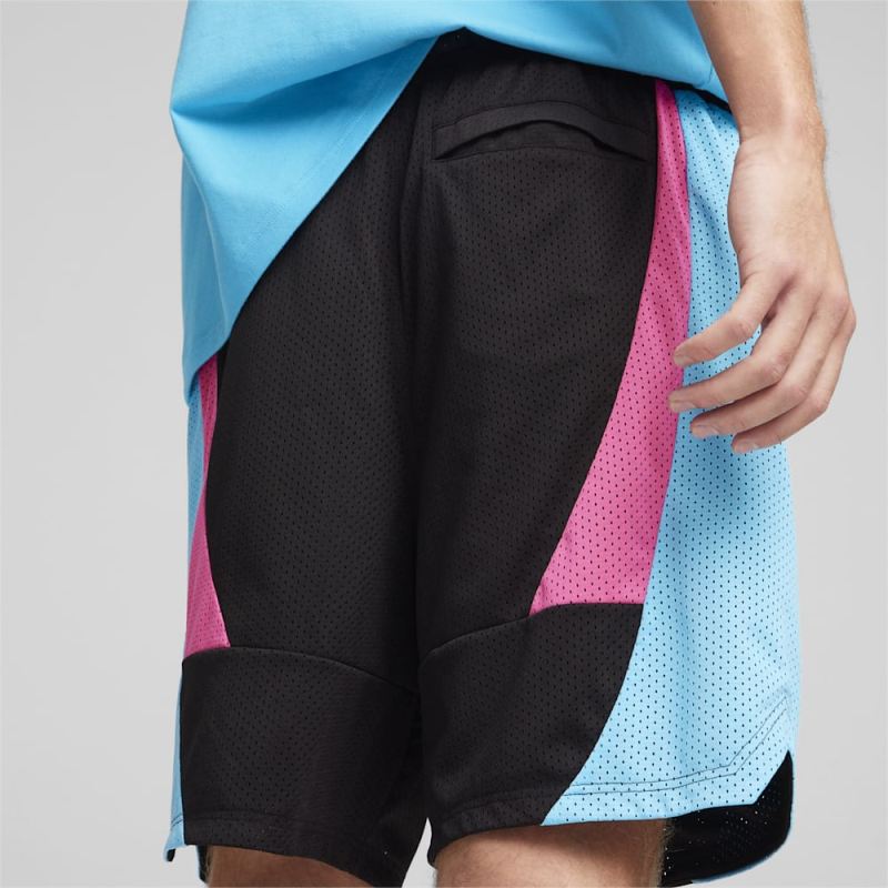 Puma | Men's Scoot x Northern Lights Shorts - Black-Bright Aqua-Glowing Pink