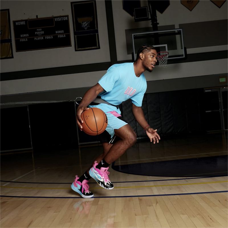 Puma | Men's Scoot x Northern Lights Shorts - Black-Bright Aqua-Glowing Pink