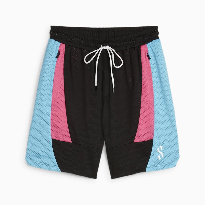 Puma | Men's Scoot x Northern Lights Shorts - Black-Bright Aqua-Glowing Pink