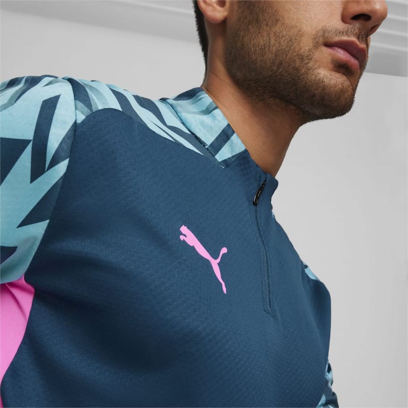 Puma | Men's individualFINAL Quarter-Zip Soccer Top - Ocean Tropic-Bright Aqua