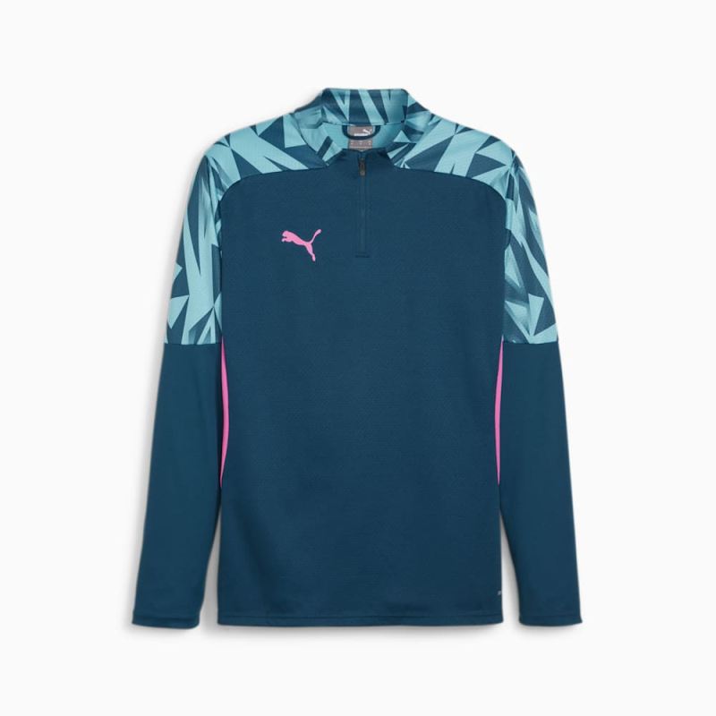 Puma | Men's individualFINAL Quarter-Zip Soccer Top - Ocean Tropic-Bright Aqua