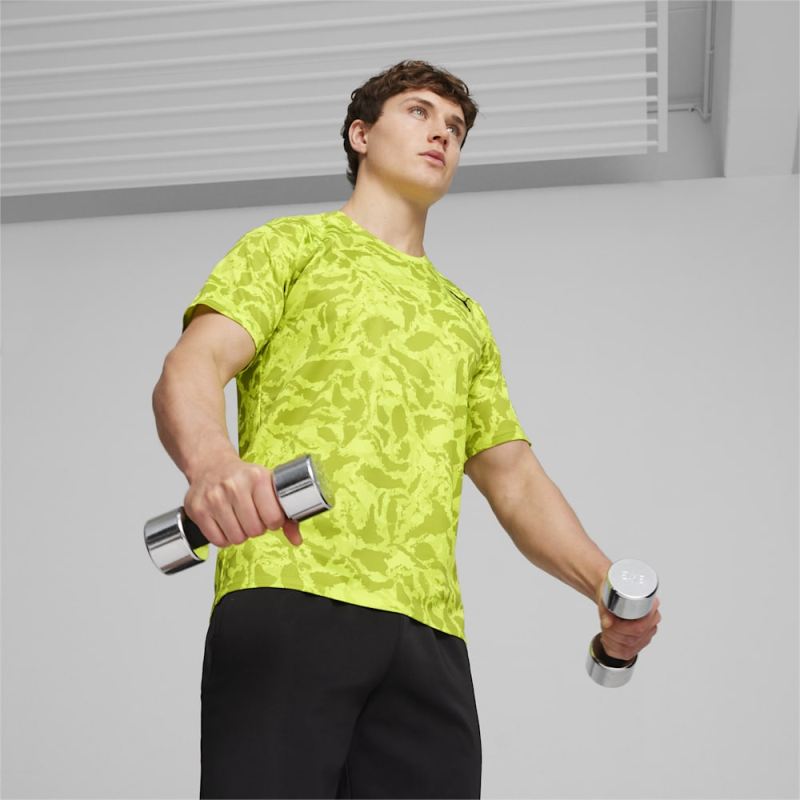 Puma | Men's FIT Ultrabreathe AOP Tee - Lime Pow-Q1 print