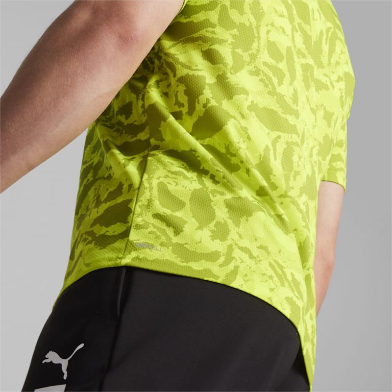 Puma | Men's FIT Ultrabreathe AOP Tee - Lime Pow-Q1 print