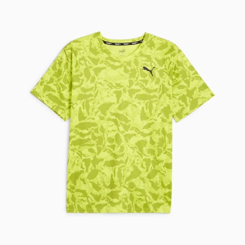 Puma | Men's FIT Ultrabreathe AOP Tee - Lime Pow-Q1 print