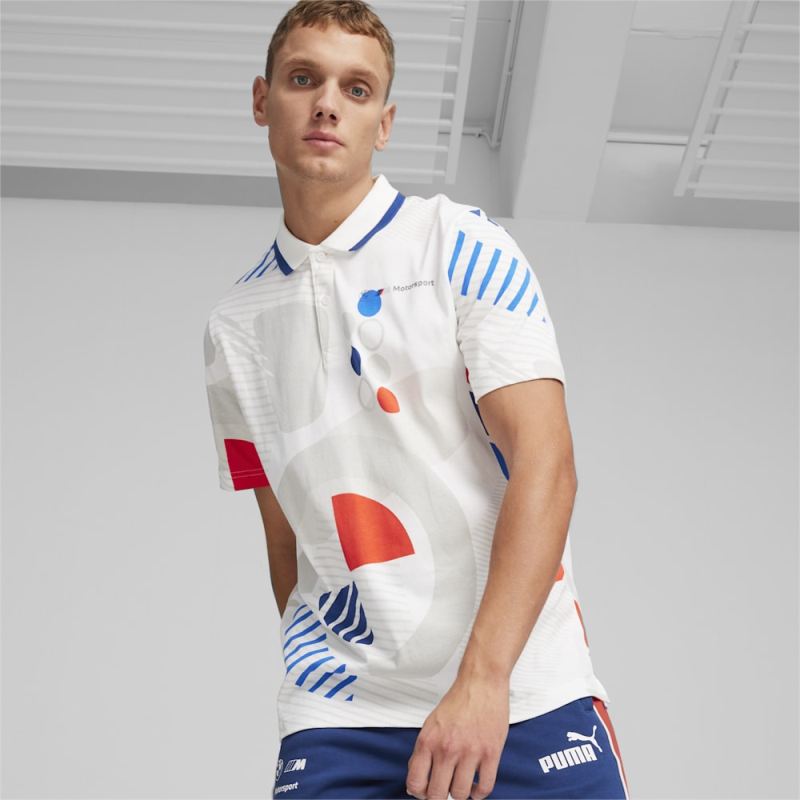 Puma | Men's BMW M Motorsport All-Over Print Polo - White-AOP