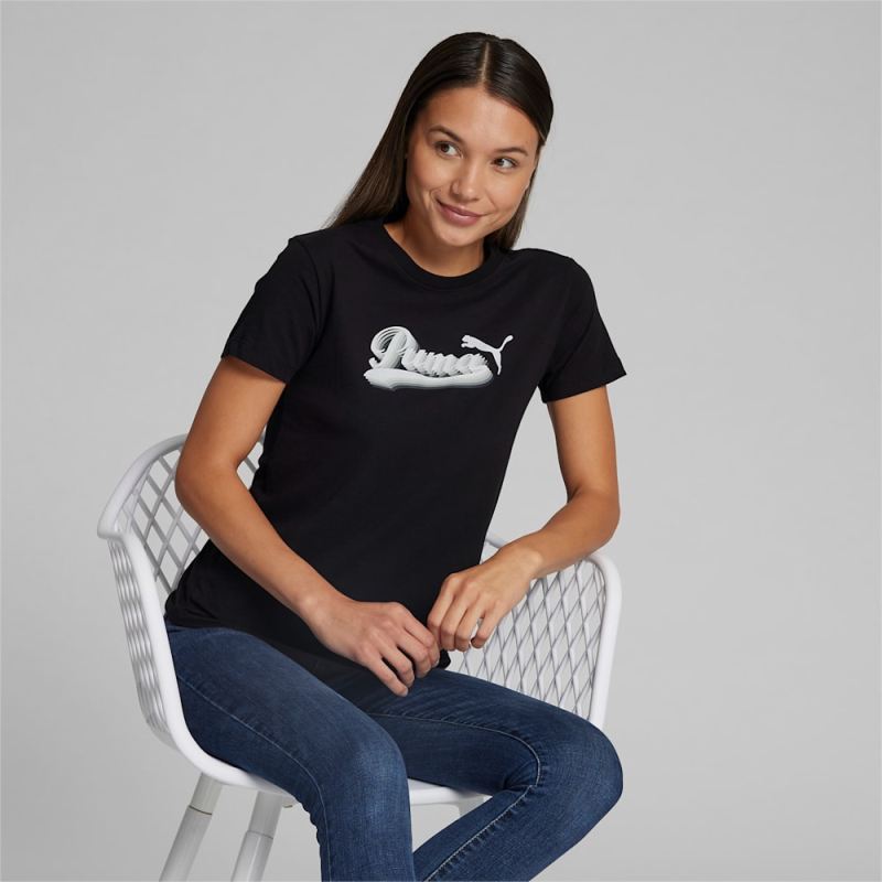 Puma | Women's Vintage Script Logo Tee - Black