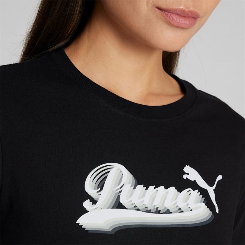 Puma | Women's Vintage Script Logo Tee - Black