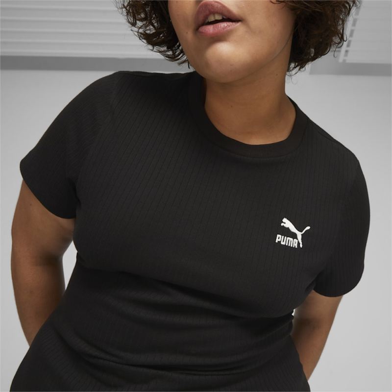 Puma | Women's Classics Ribbed Slim Tee - Black