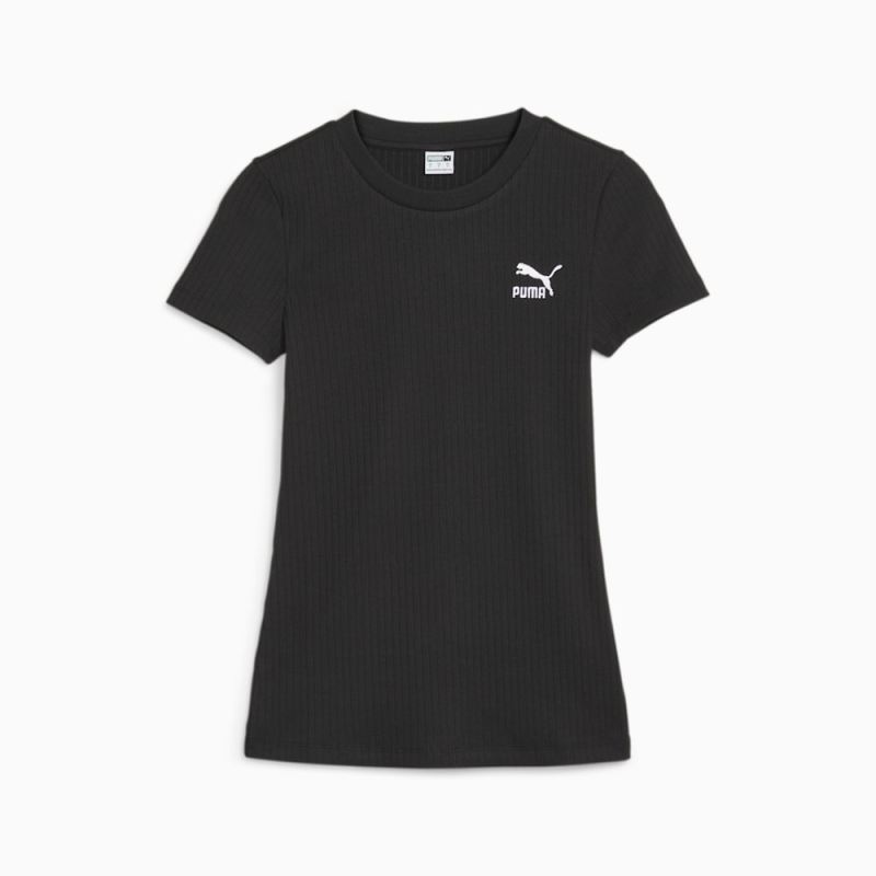 Puma | Women's Classics Ribbed Slim Tee - Black