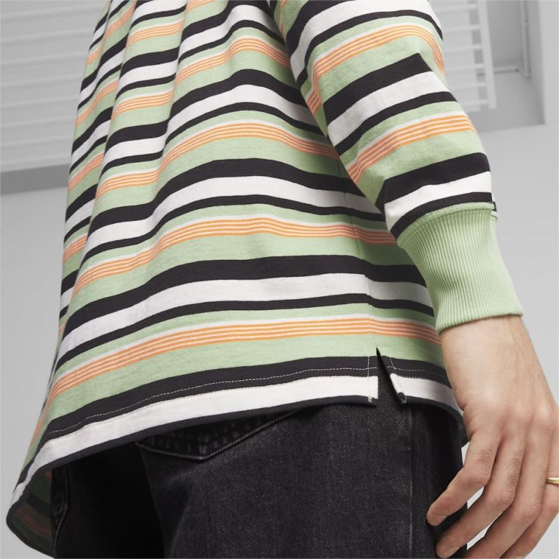 Puma | Men's DOWNTOWN 180 Striped Tee - Pure Green-AOP