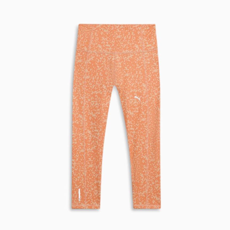 Puma | Women's Train Favorite High-Waist 3/4 Length AOP Leggings - Neon Citrus-Peach Fizz-AOP