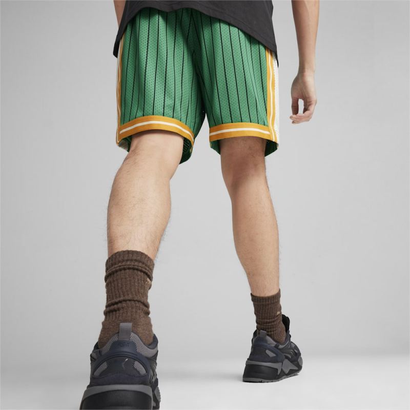 Puma | Men's For the Fanbase T7 Mesh Shorts - Archive Green-AOP