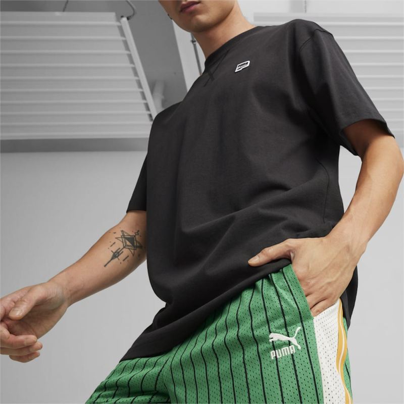 Puma | Men's For the Fanbase T7 Mesh Shorts - Archive Green-AOP