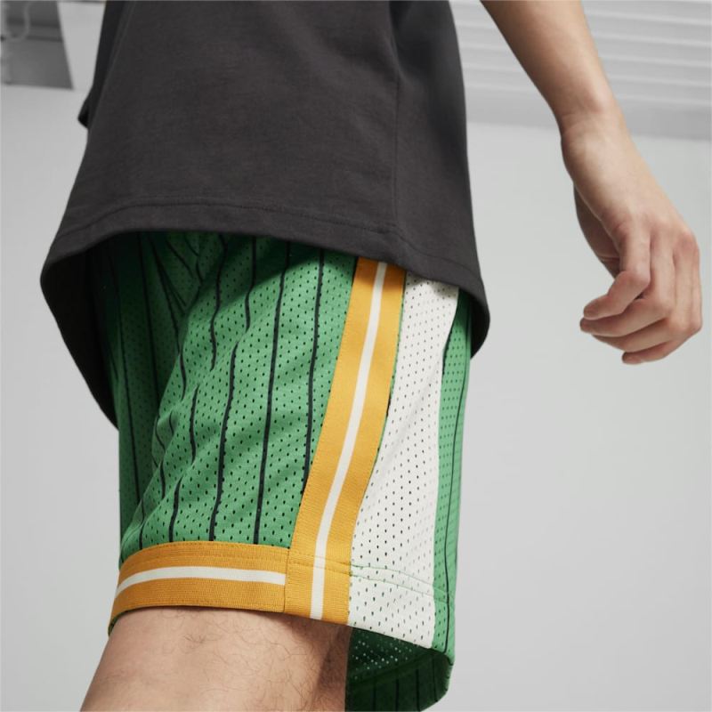 Puma | Men's For the Fanbase T7 Mesh Shorts - Archive Green-AOP