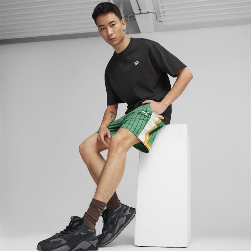 Puma | Men's For the Fanbase T7 Mesh Shorts - Archive Green-AOP