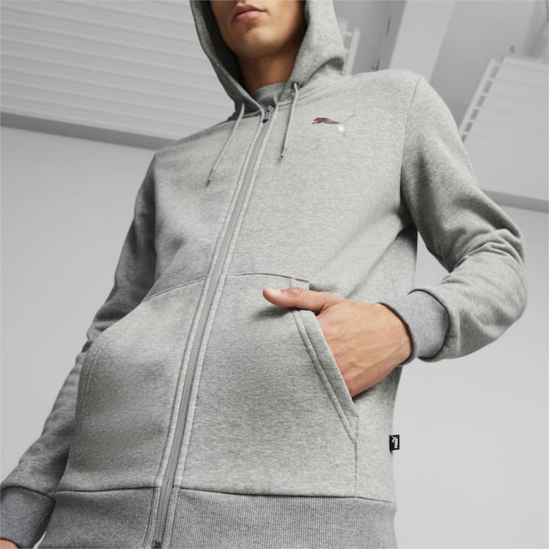 Puma | Men's ESS+ Full Zip Hoodie - Medium Gray Heather