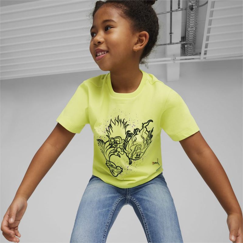 Puma | Girls Puma | Girls x TROLLS Little Kids Graphic Tee - Lime Sheen