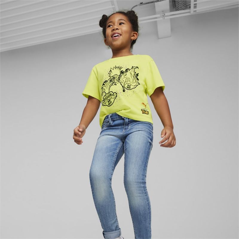 Puma | Girls Puma | Girls x TROLLS Little Kids Graphic Tee - Lime Sheen