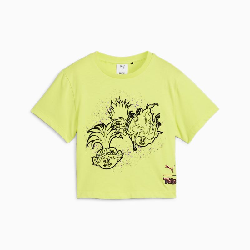 Puma | Girls Puma | Girls x TROLLS Little Kids Graphic Tee - Lime Sheen