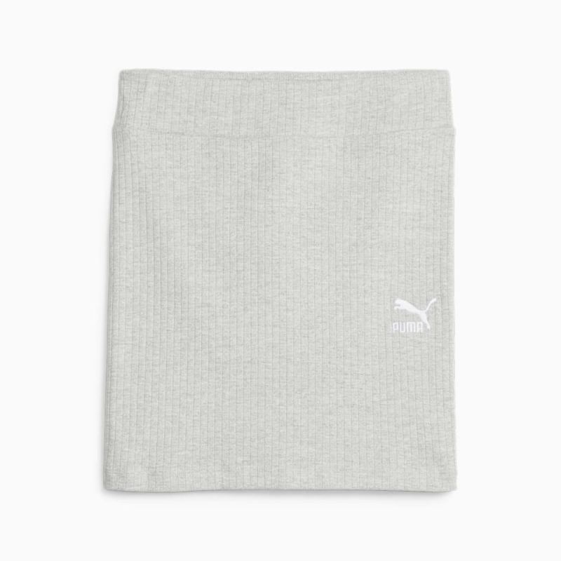 Puma | Women's Classics Ribbed Skirt - Light Gray Heather