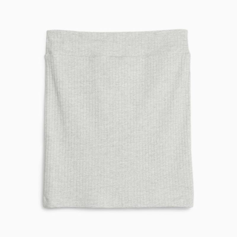 Puma | Women's Classics Ribbed Skirt - Light Gray Heather