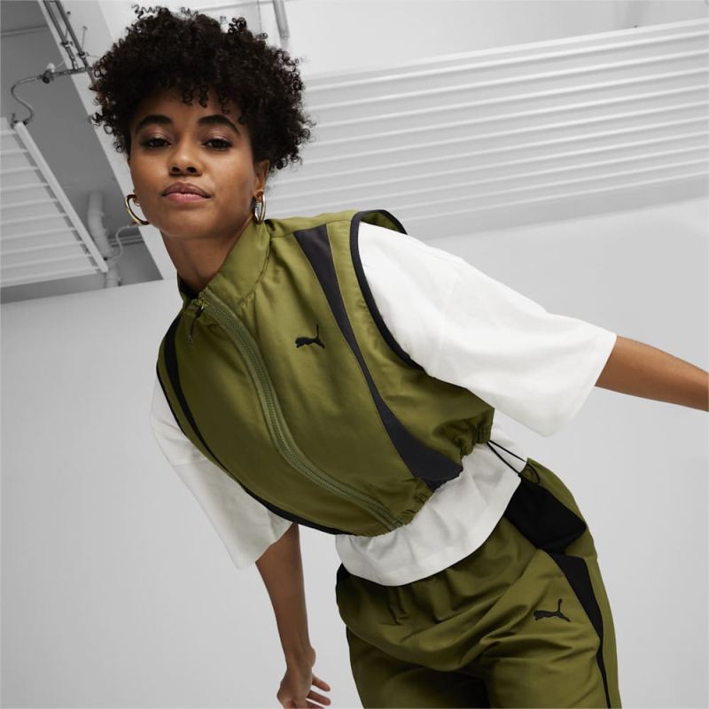 Puma | Women's DARE TO Woven Vest - Olive Green