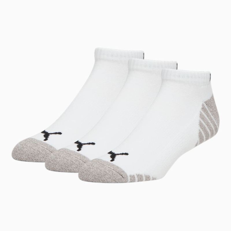 Puma | Men's Half-Terry Low Cut Socks (3 Pack) - WHITE / BLACK