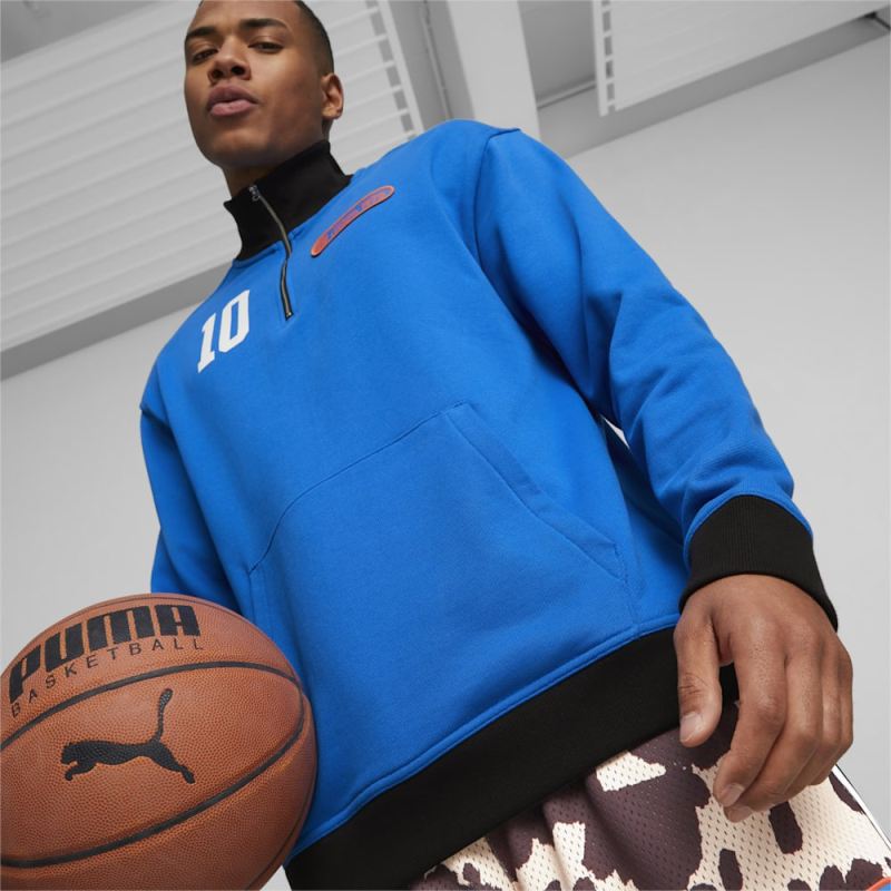 Puma | Men's Clyde's Closet Basketball Pullover - Racing Blue - Click Image to Close