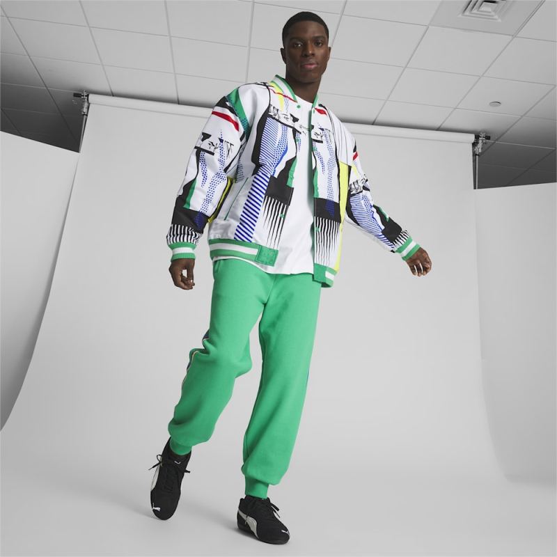 Puma | Men's BMW M Motorsport Long Sleeve Bomber Jacket - Grassy Green-AOP