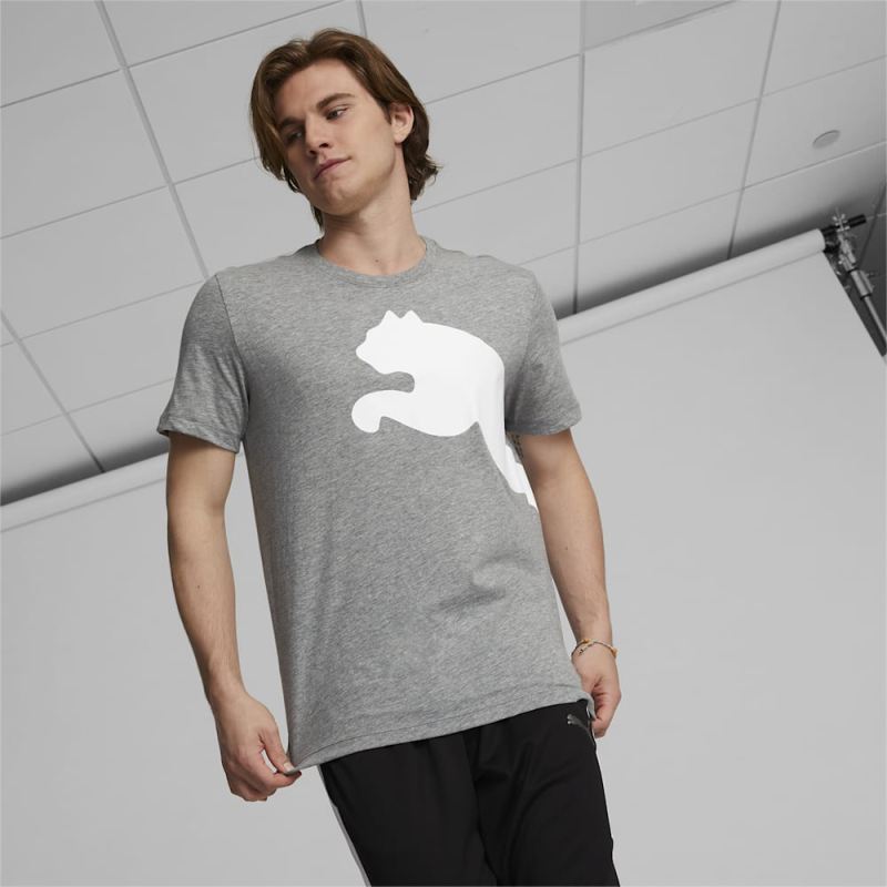 Puma | Men's Oversized Logo Tee - Medium Gray Heather