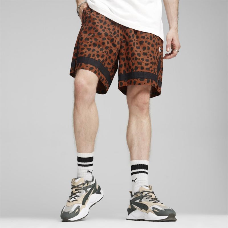 Puma | Men's DOWNTOWN Kitten Print Shorts - Teak-AOP