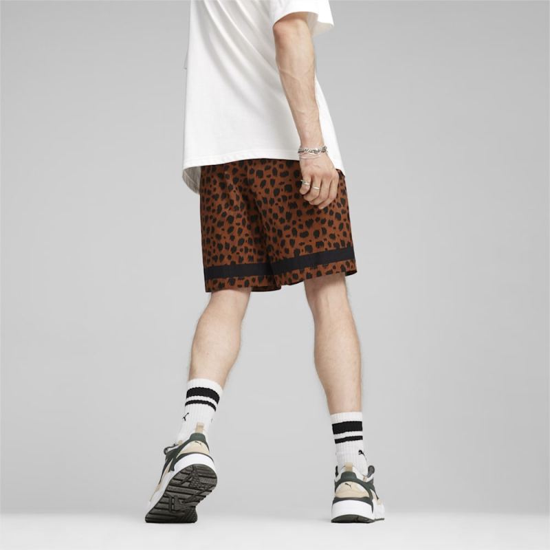 Puma | Men's DOWNTOWN Kitten Print Shorts - Teak-AOP