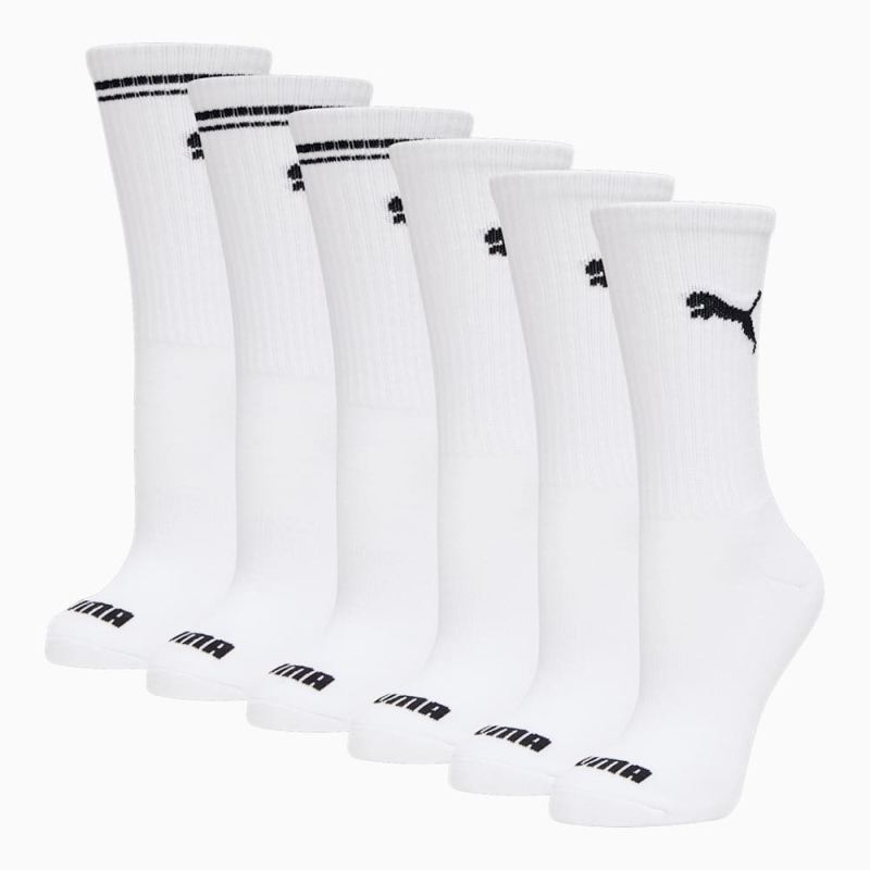 Puma | Women's Half-Terry Crew Socks (6 Pack) - WHITE / BLACK