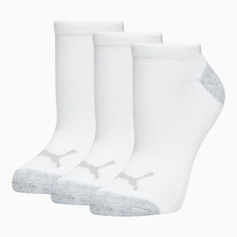 Puma | Women's Half-Terry Low Cut Socks (3 Pack) - WHITE / GREY - Click Image to Close