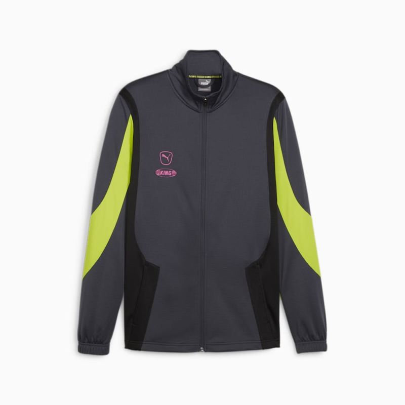 Puma | Men's KING Pro Jacket - Strong Gray-Electric Lime