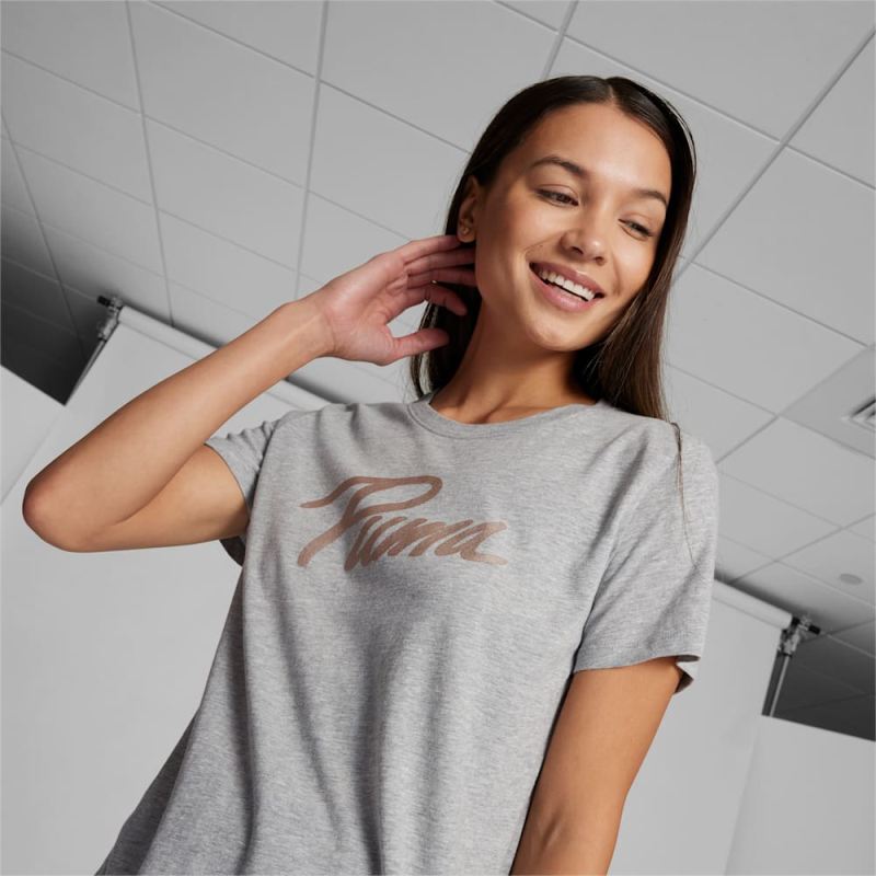 Puma | Women's Iridescent Logo Tee - Light Gray Heather