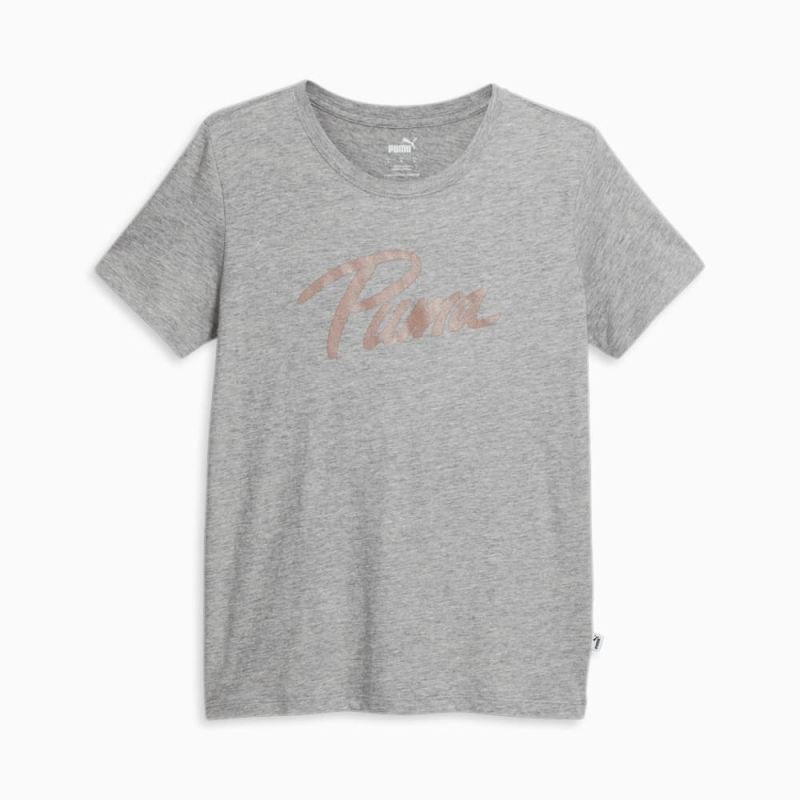 Puma | Women's Iridescent Logo Tee - Light Gray Heather