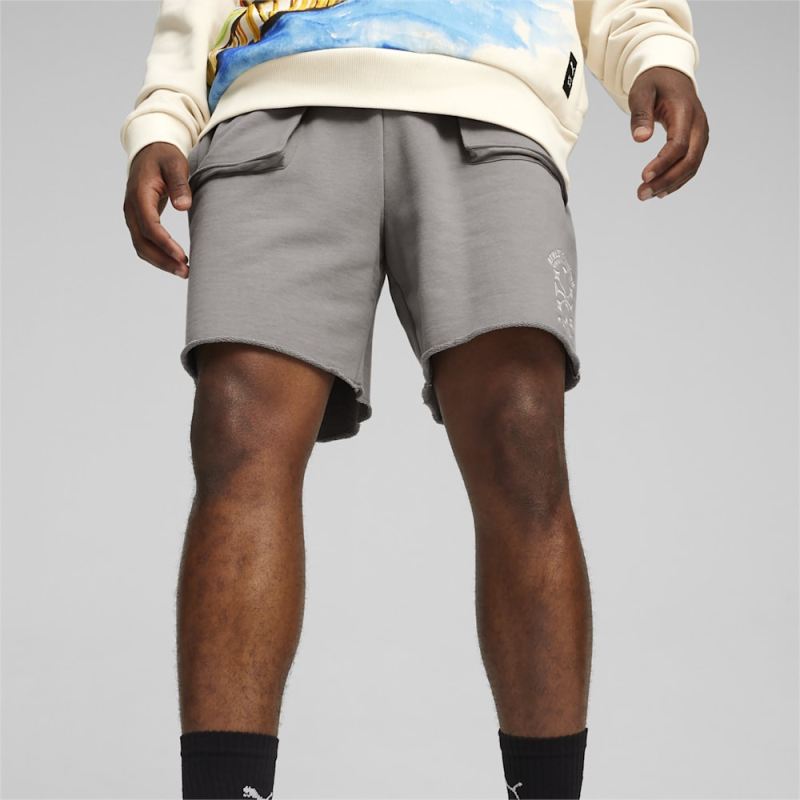 Puma | Men's SHOWTIME Puma | Men's HOOPS Basketball Terry Shorts - Stormy Slate