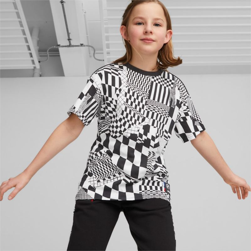 Puma | Girls BMW M Motorsport Big Kids Tee - White-AOP