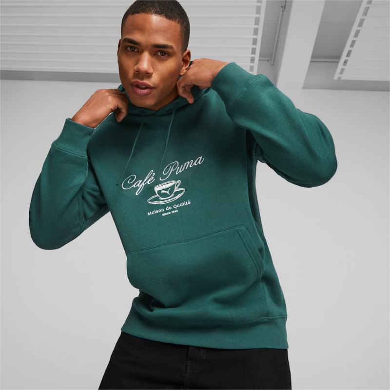 Puma | Men's CLASSICS CAFE Puma | Men's Hoodie - Malachite