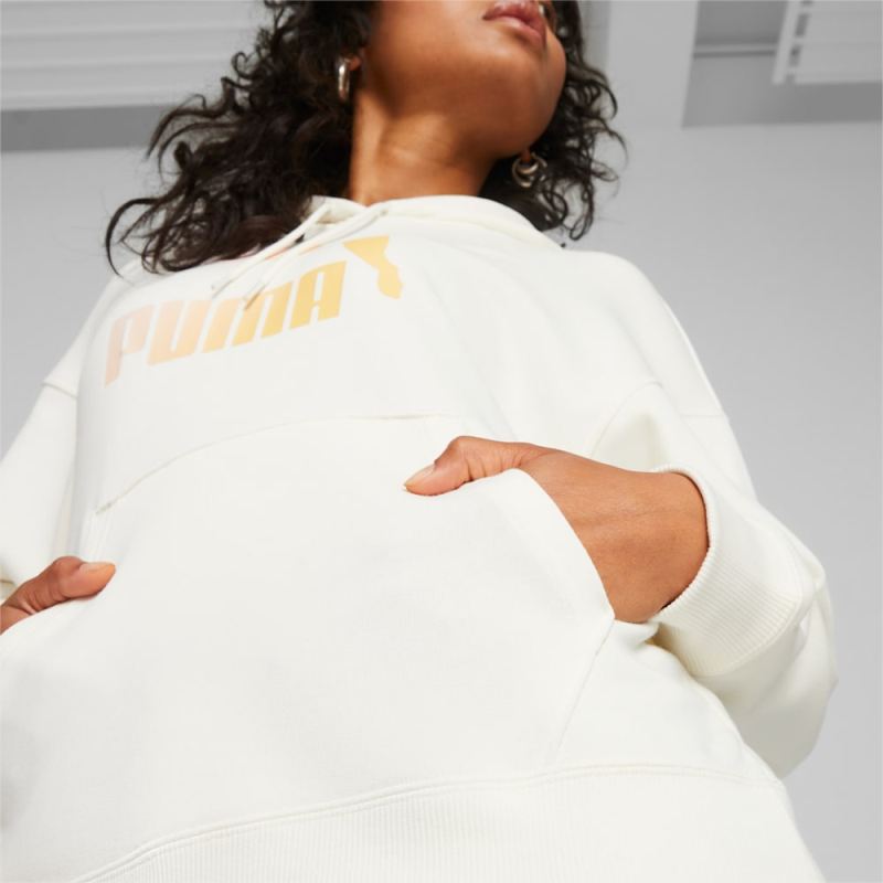 Puma | Women's Classics Logo Infill Hoodie - Warm White-Beach Days