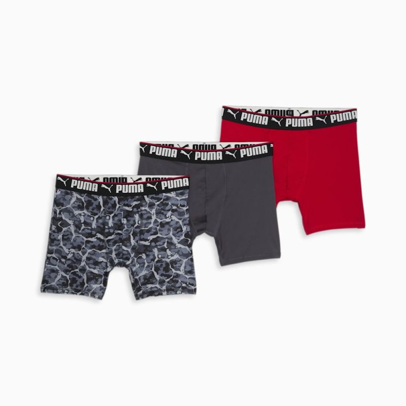 Puma | Men's Boxer Briefs (3 Pack) - GREY / RED