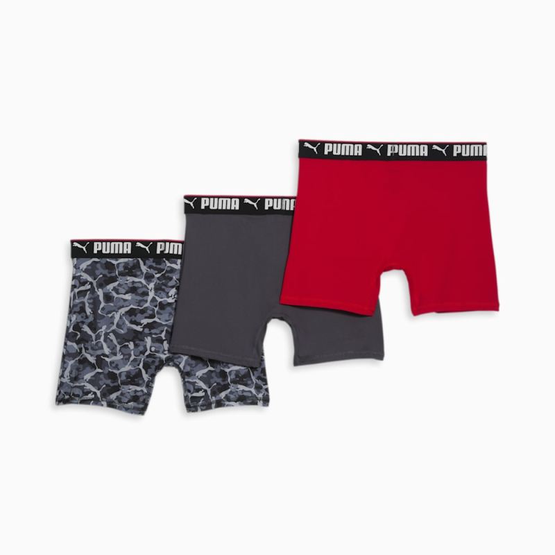 Puma | Men's Boxer Briefs (3 Pack) - GREY / RED