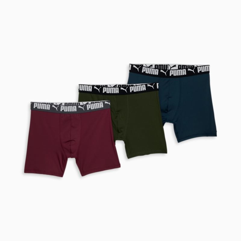 Puma | Men's Athletic Boxer Briefs (3 Pack) - GREEN / BLUE